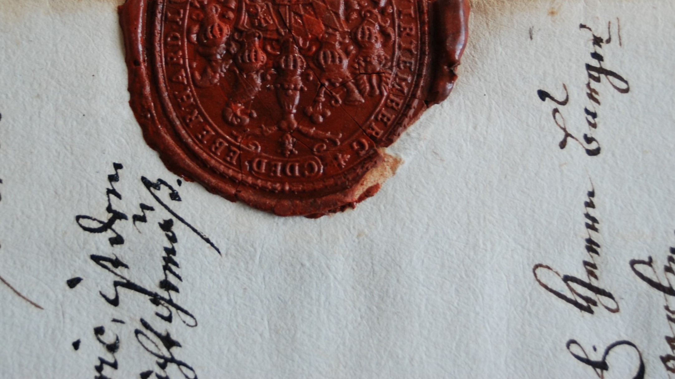 Old document with red wax seal
